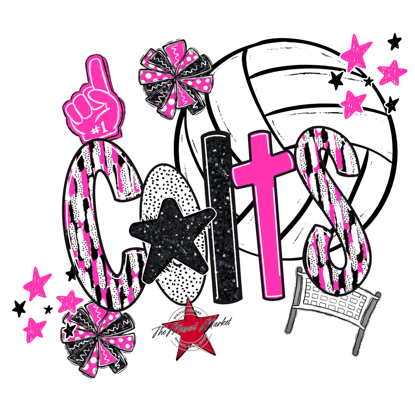 Colts Volleyball Scrape-Pink