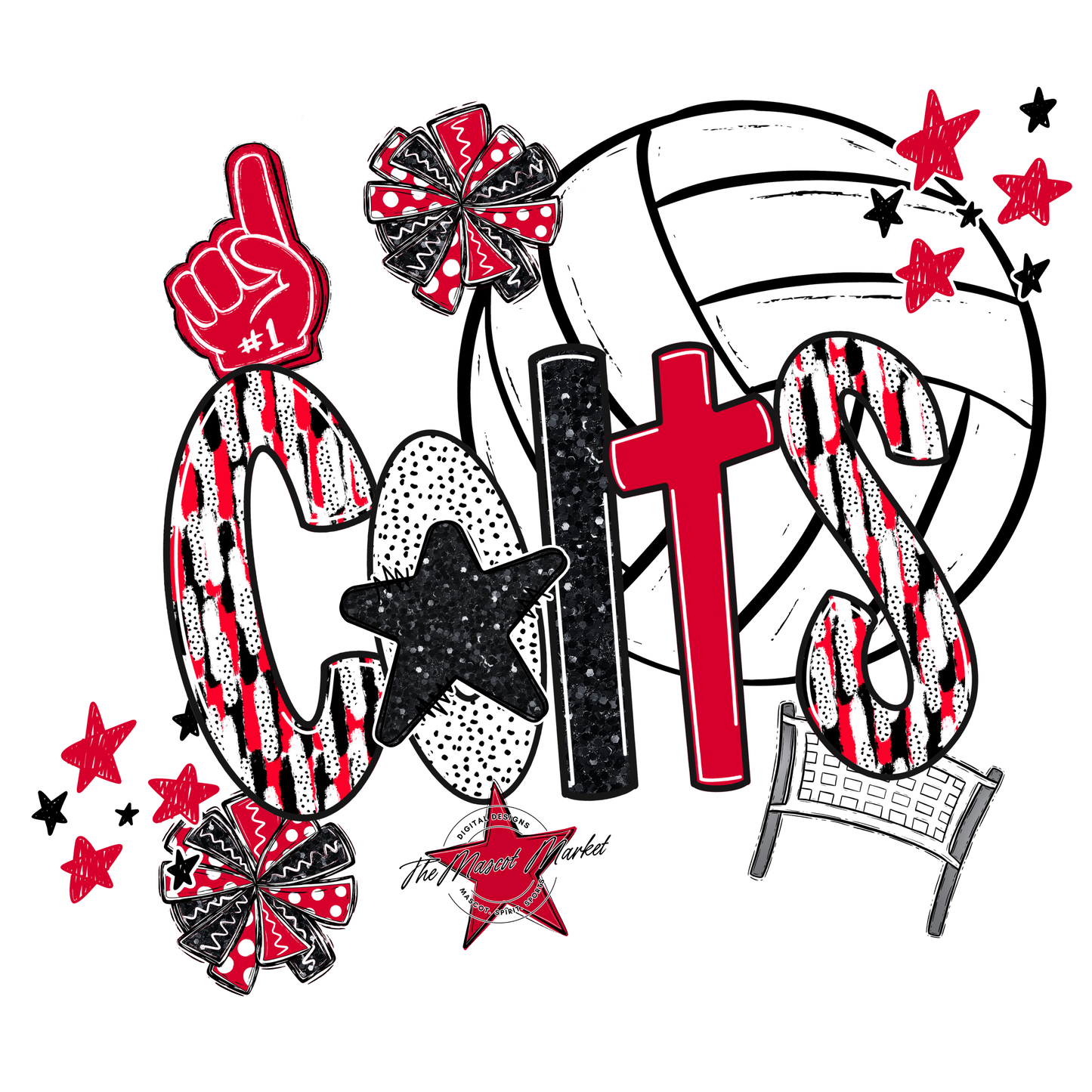 Colts Volleyball Scrape-Red