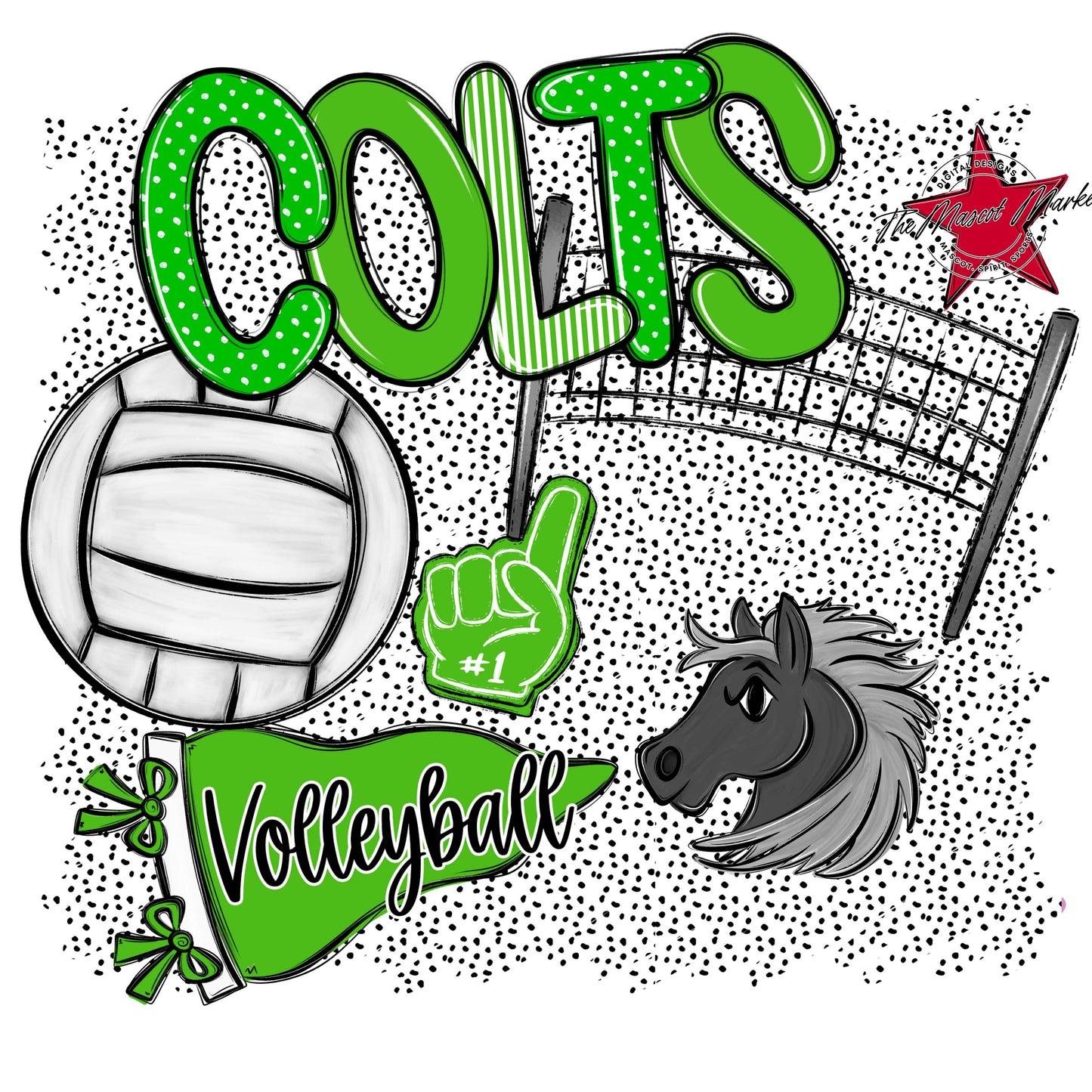 Colts Volleyball Spirit-Bright Green