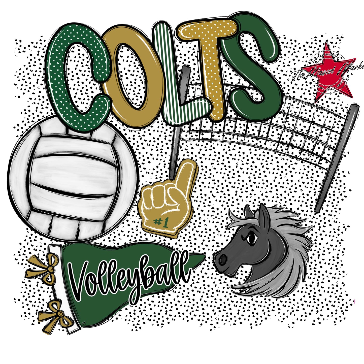 Colts Volleyball Spirit-Green & Gold