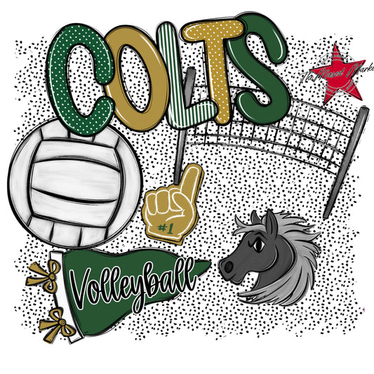 Colts Volleyball Spirit-Green & Gold