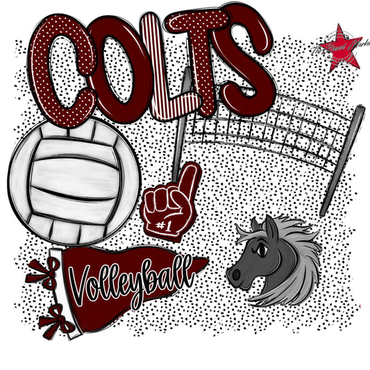 Colts Volleyball Spirit-Maroon