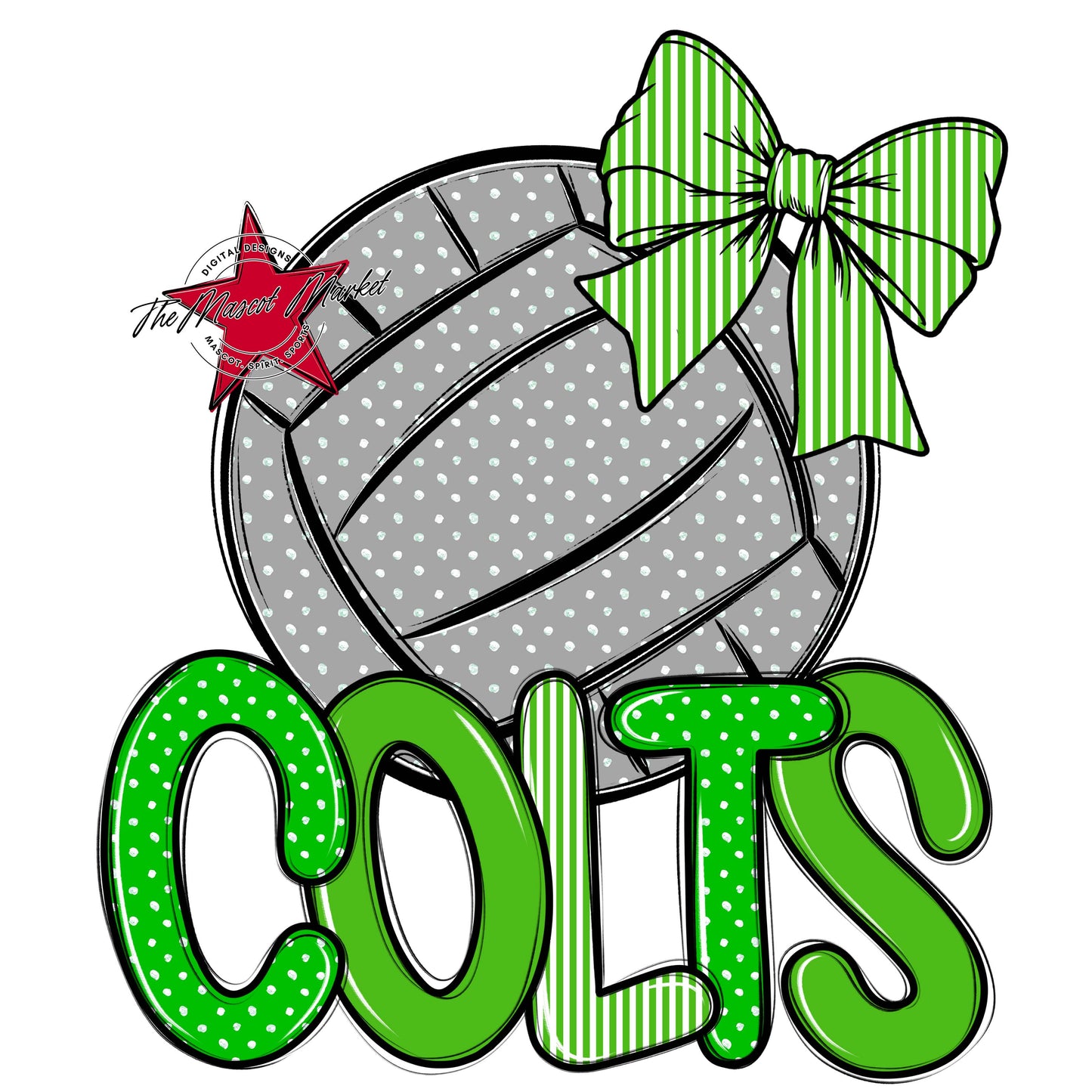 Colts Volleyball Spirit Design-Bright Green