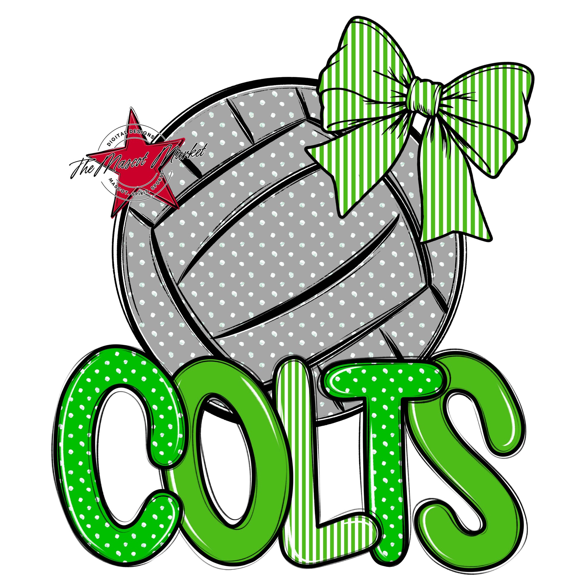 Colts Volleyball Spirit Design-Bright Green