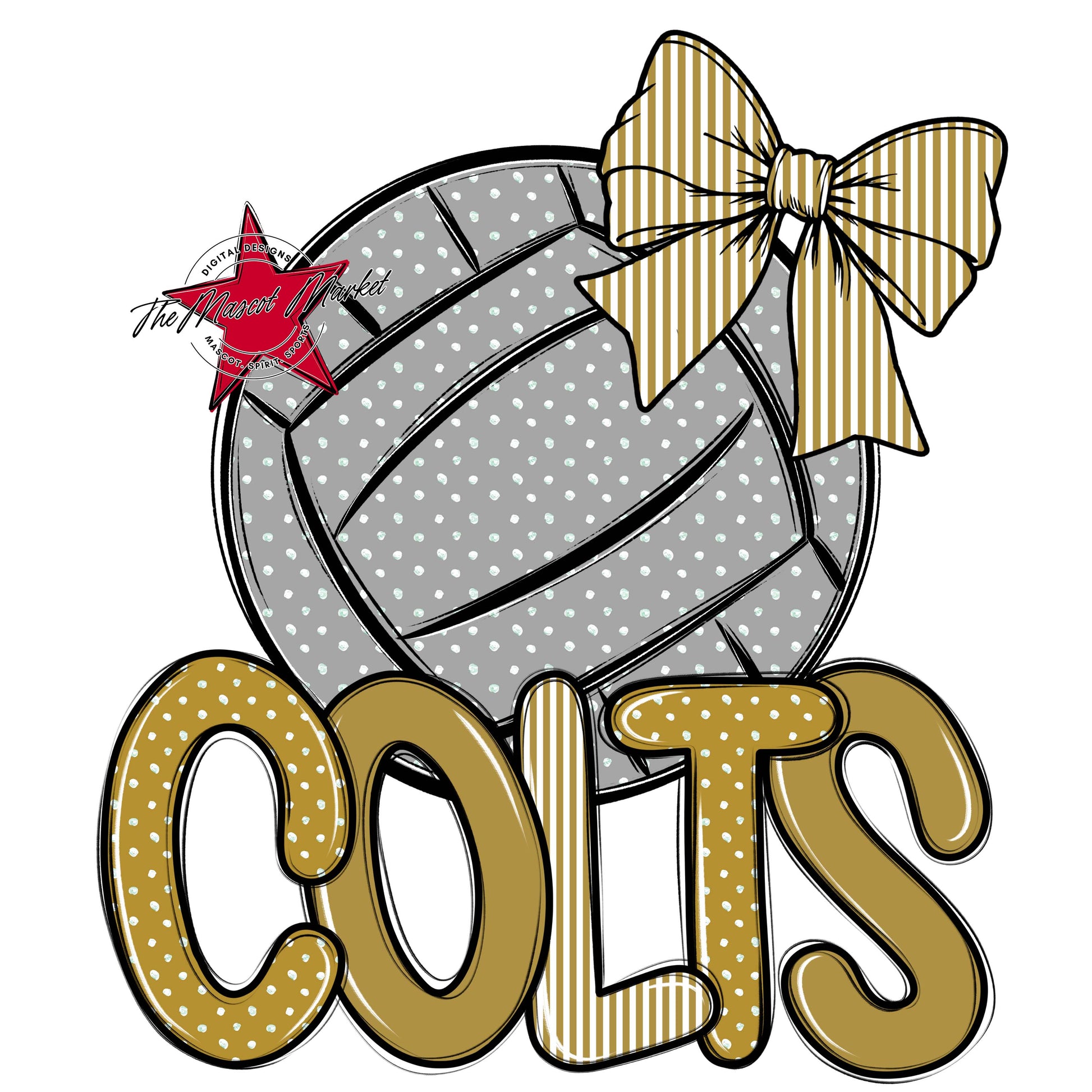 Colts Volleyball Spirit Design-Gold
