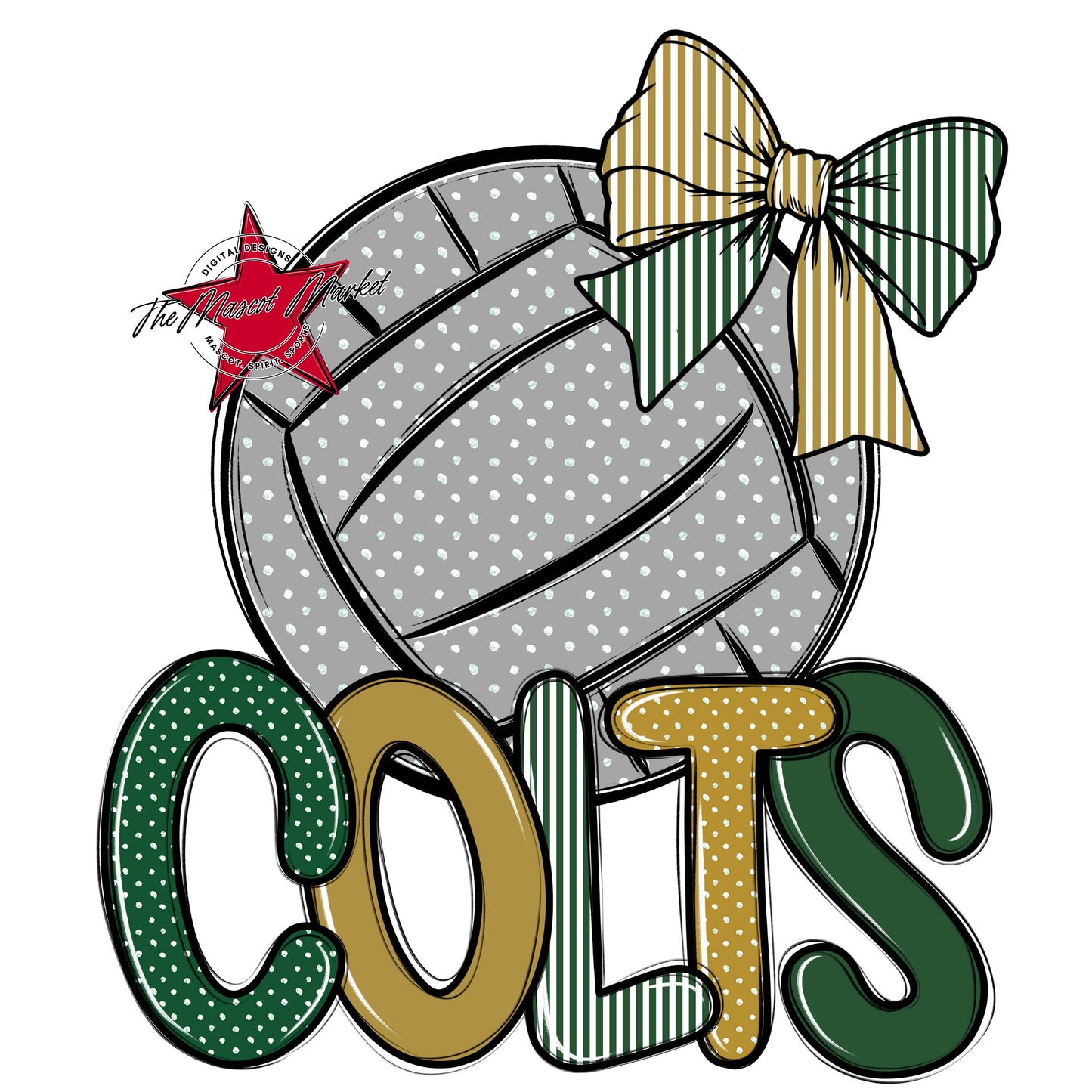 Colts Volleyball Spirit Design-Green & Gold