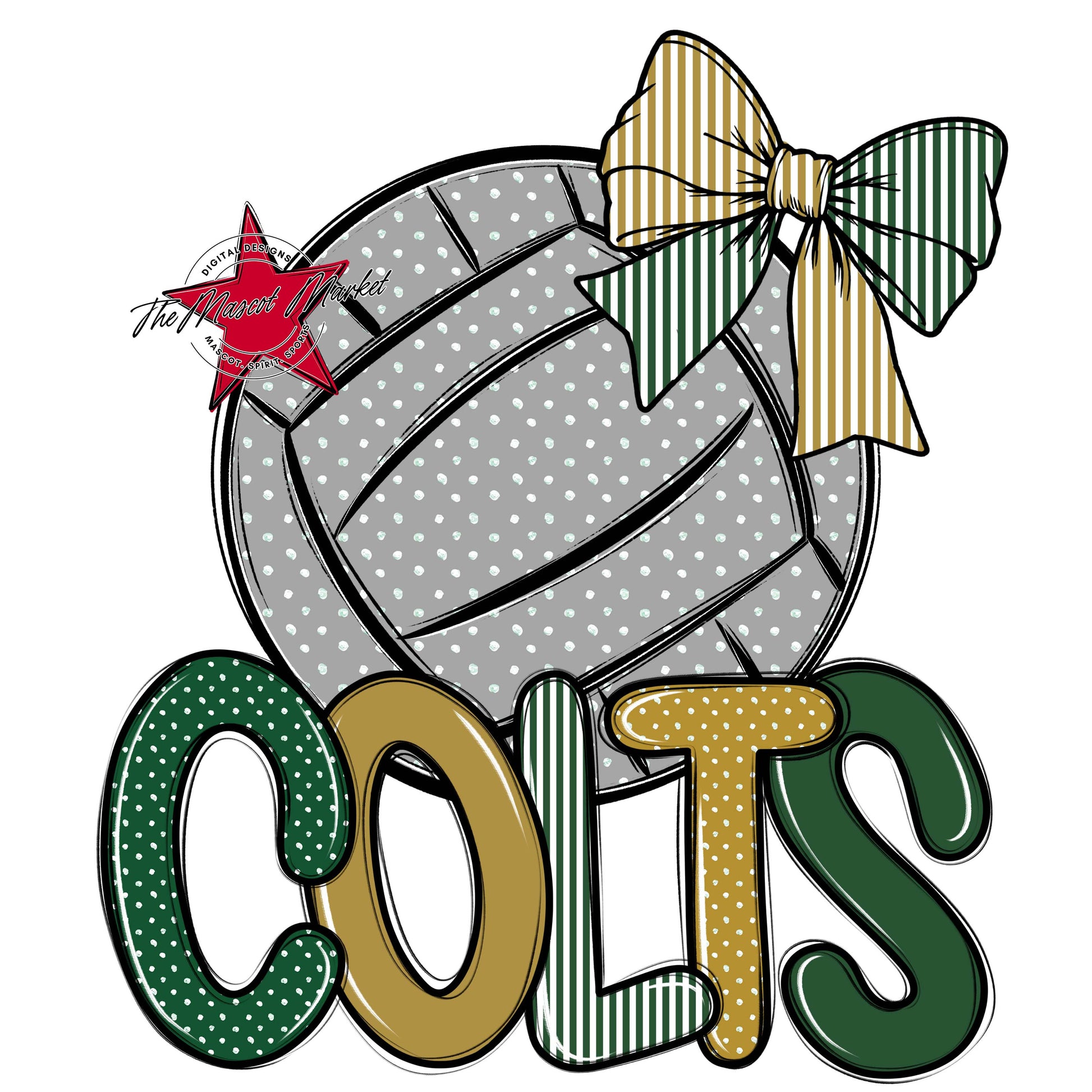 Colts Volleyball Spirit Design-Green & Gold