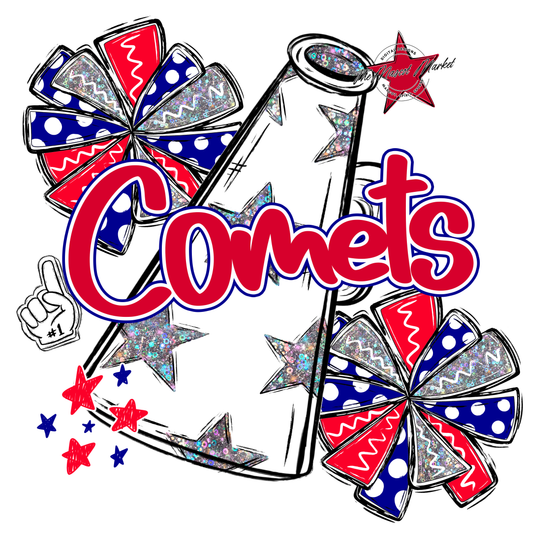 Comets Alpha Megaphone Design-Blue-Red