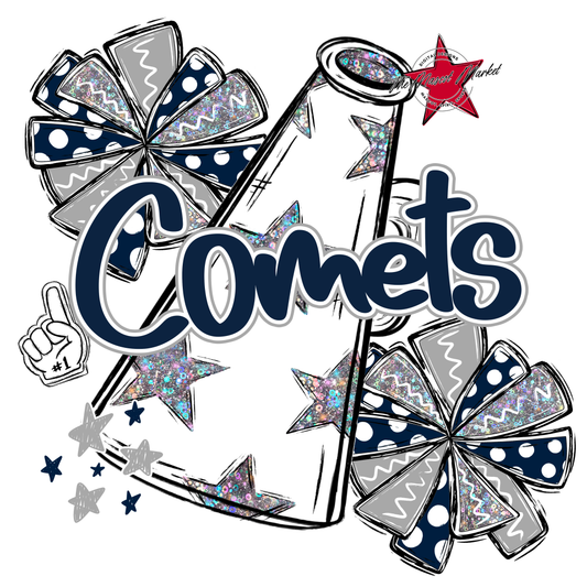 Comets Alpha Megaphone Design-Navy-Grey