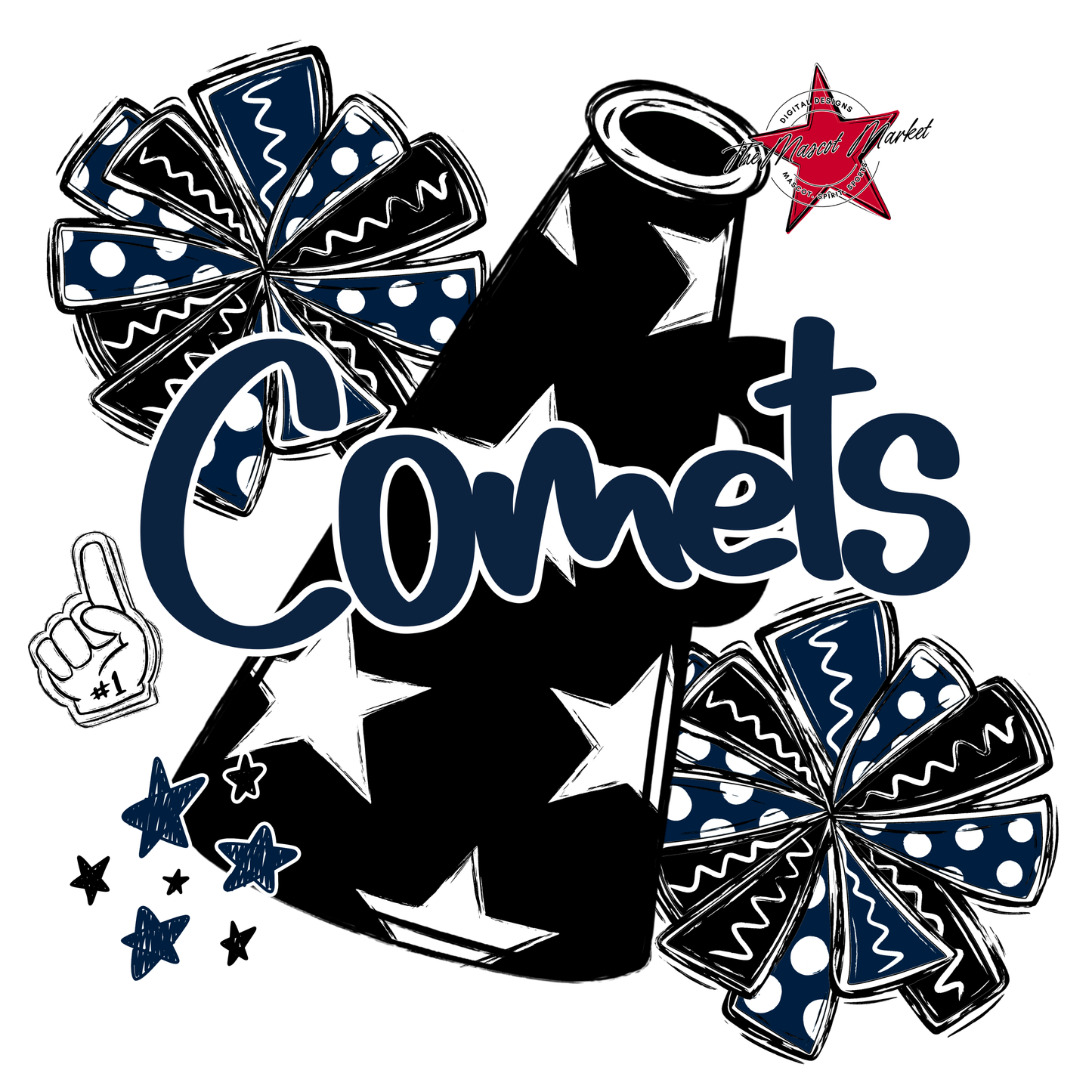 Comets Alpha Megaphone Design-Navy