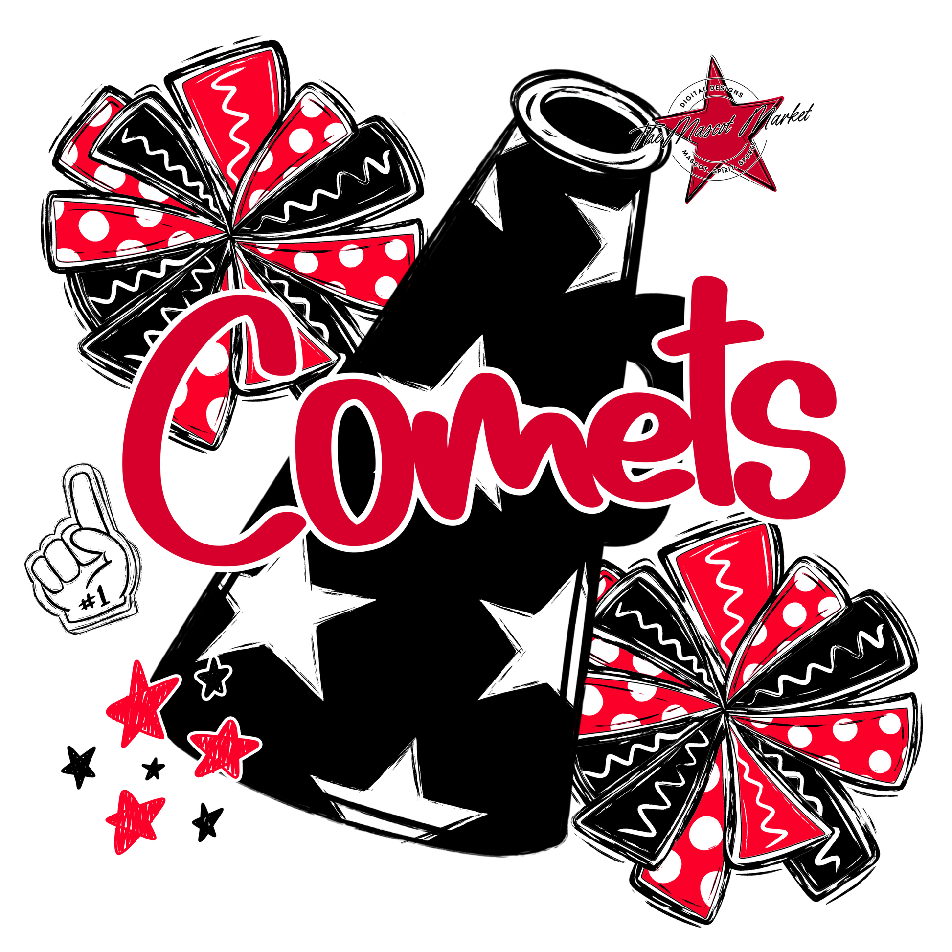 Comets Alpha Megaphone Design-Red