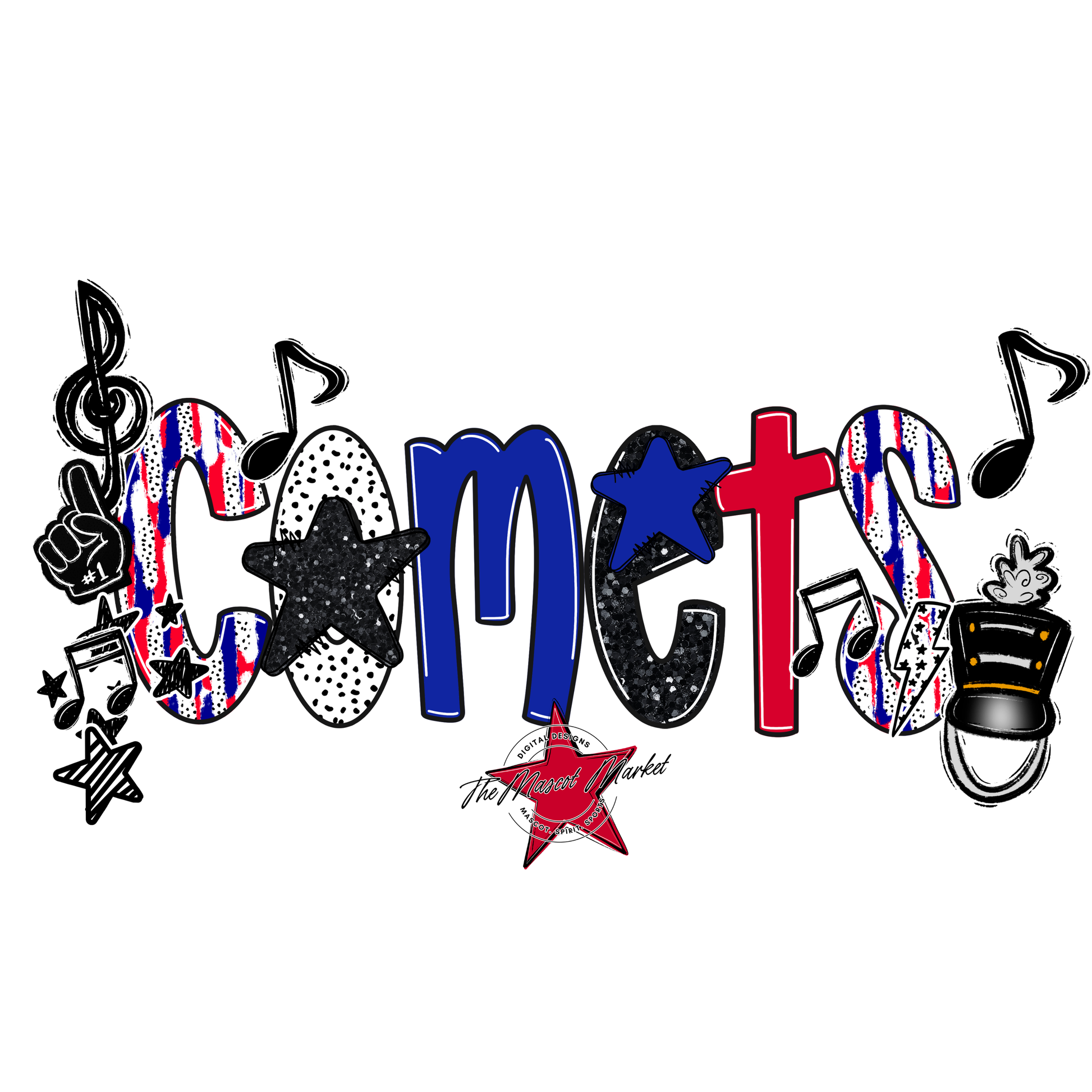 Comets Band Scrape-Blue-Red