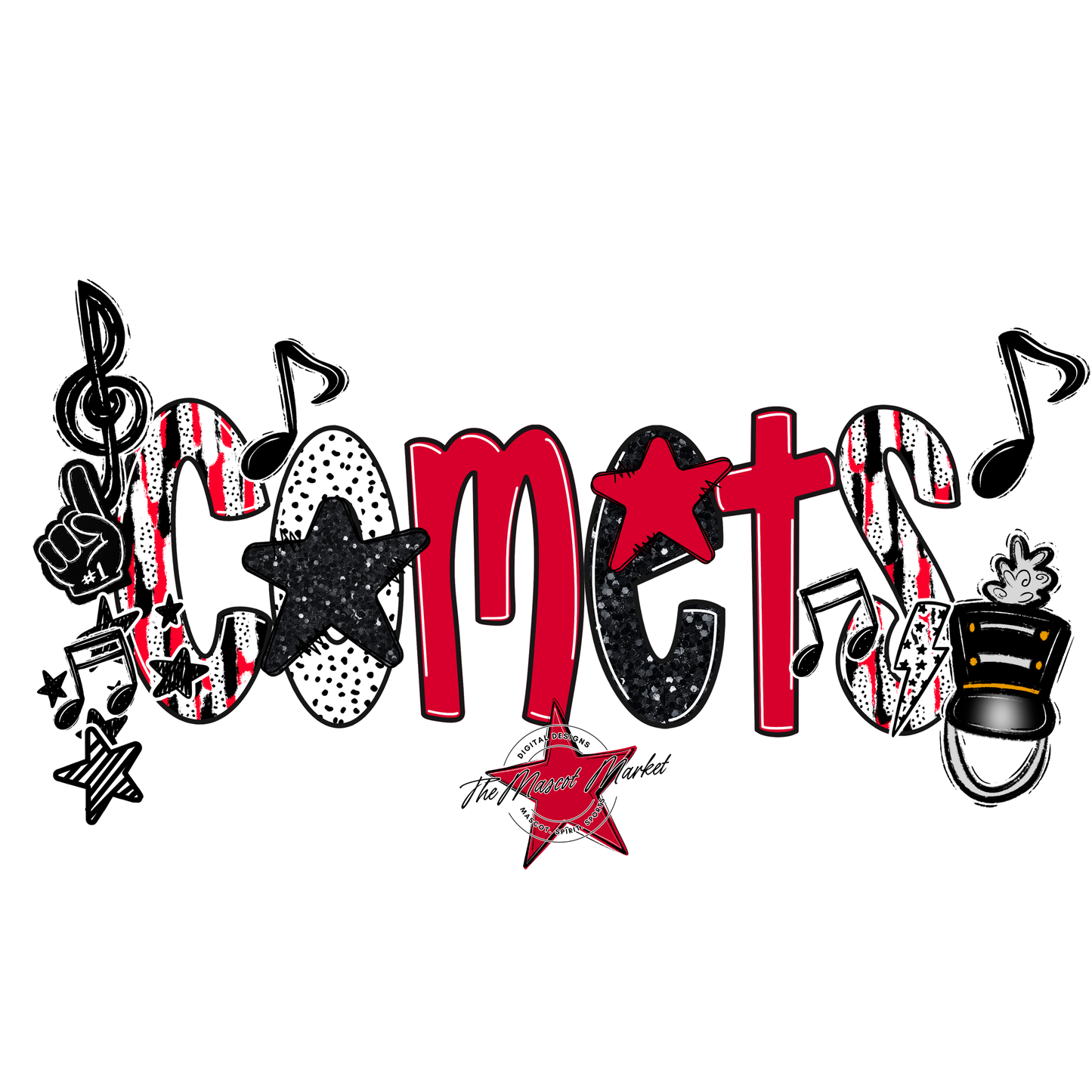 Comets Band Scrape-Red