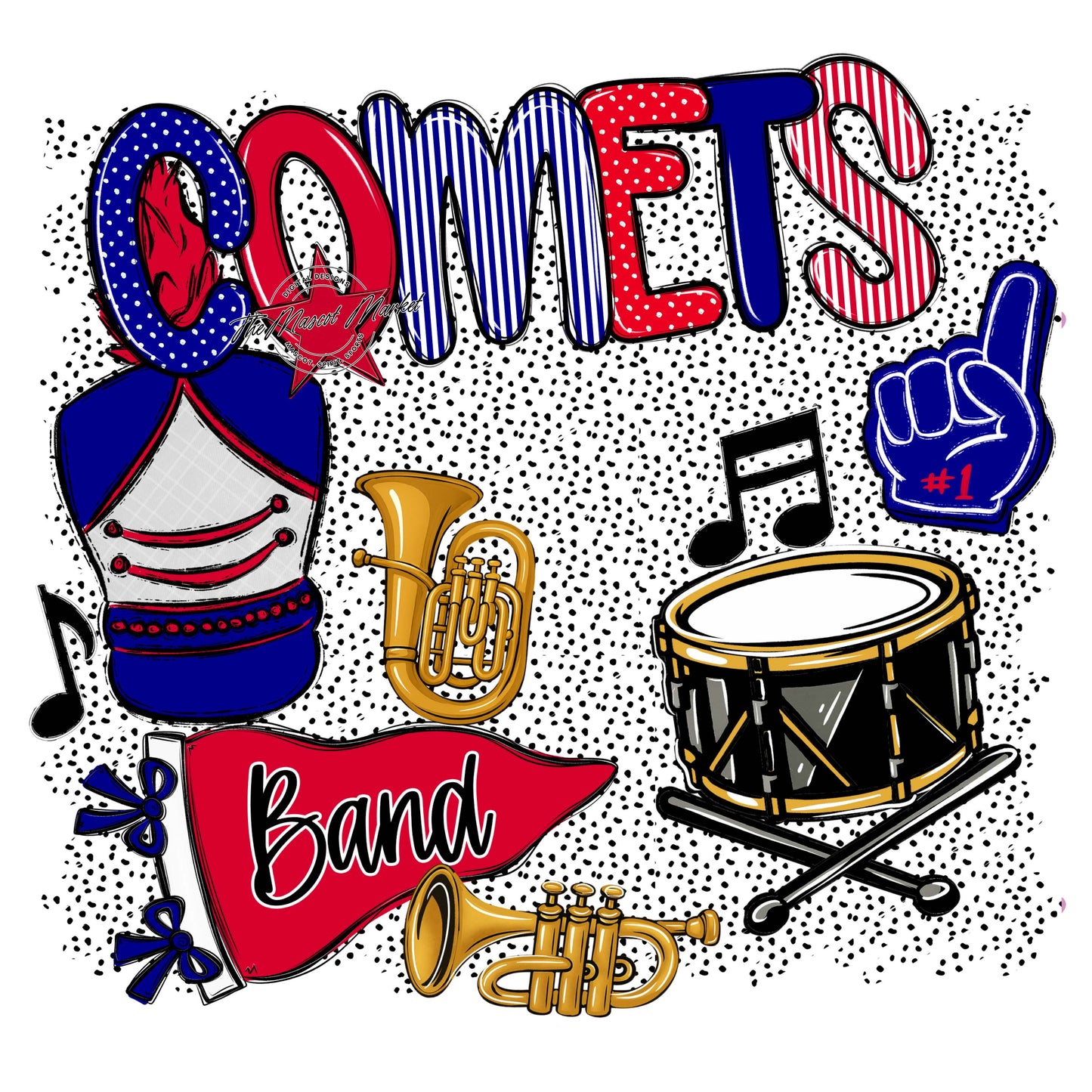 Comets Band Spirit-Blue & Red