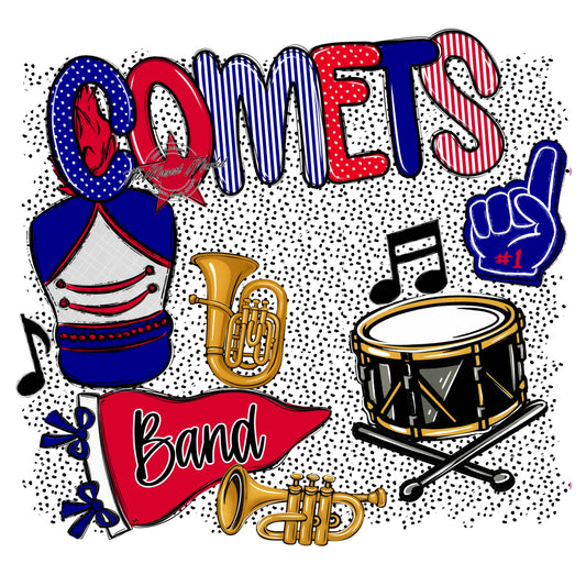 Comets Band Spirit-Blue & Red