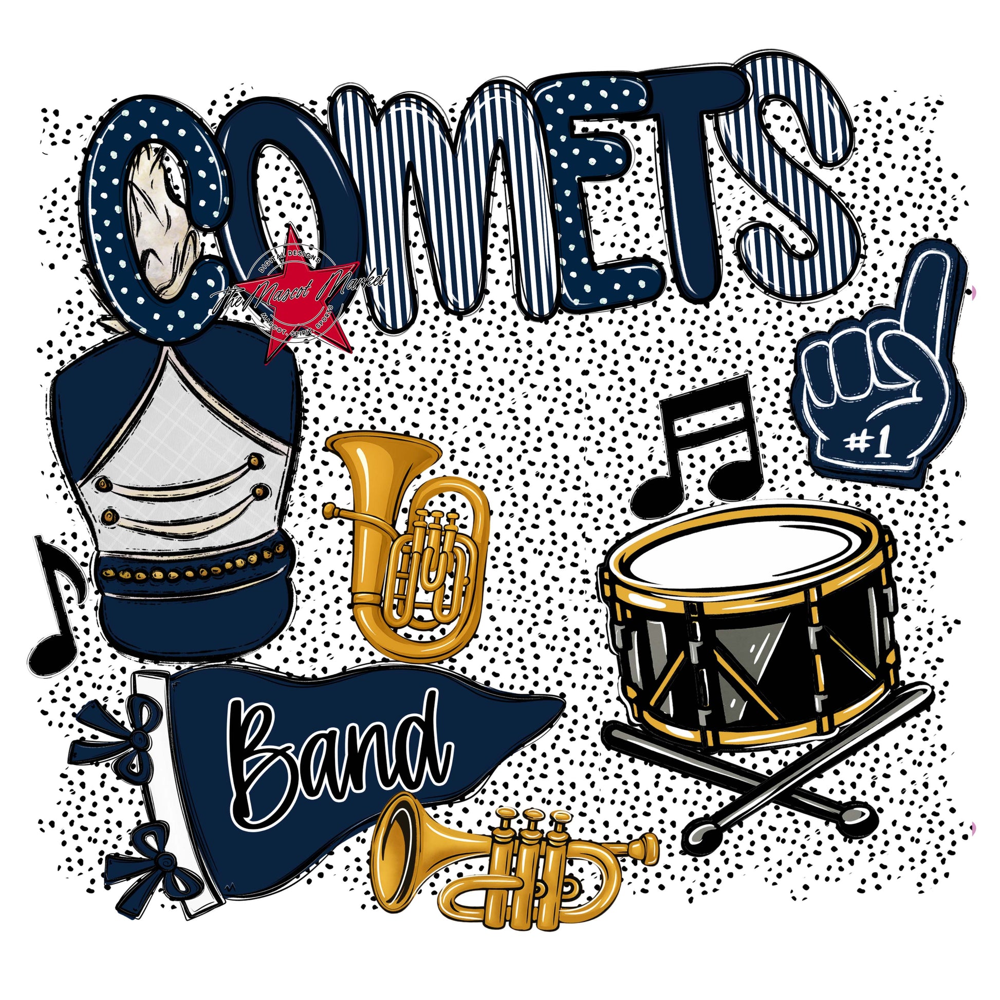 Comets Band Spirit-Navy