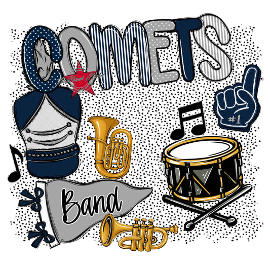 Comets Band Spirit-Navy & Grey