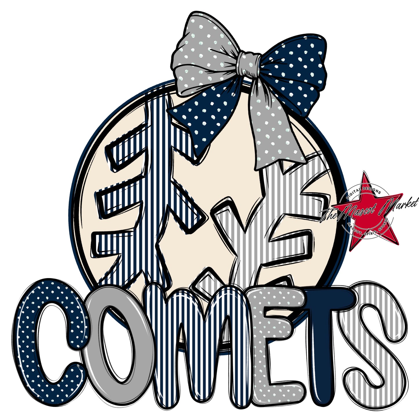 Comets Baseball-Softball Spirit Design-Navy & Grey