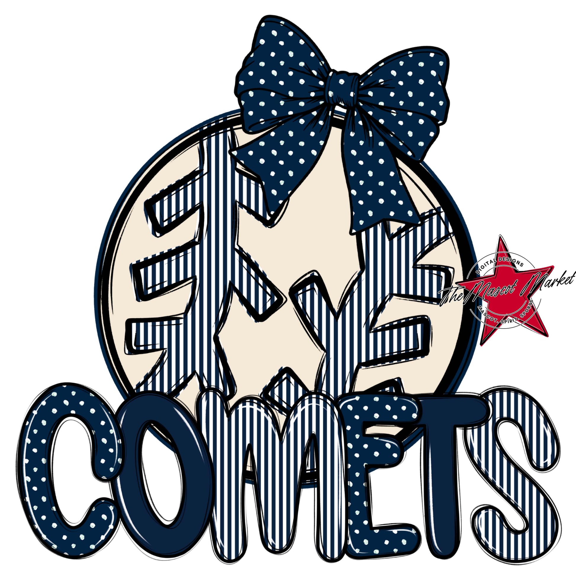 Comets Baseball-Softball Spirit Design-Navy