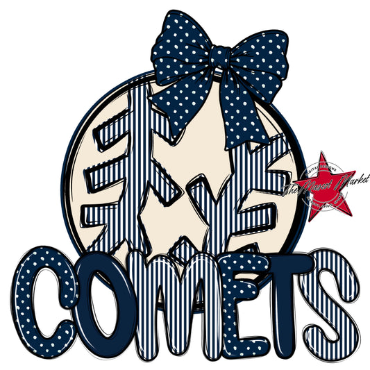 Comets Baseball-Softball Spirit Design-Navy
