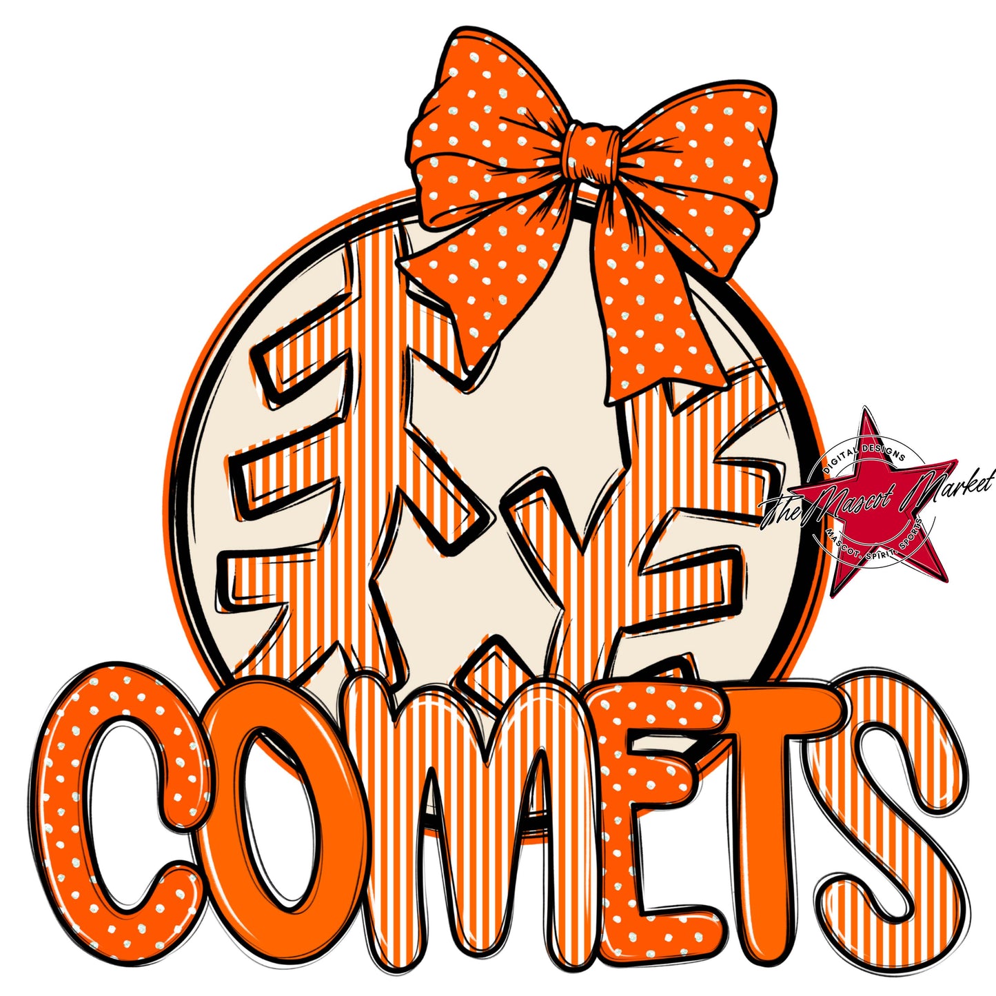 Comets Baseball-Softball Spirit Design-Orange