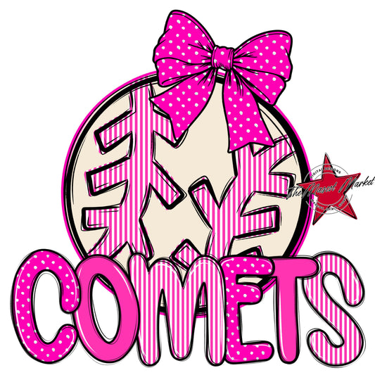 Comets Baseball-Softball Spirit Design-Pink