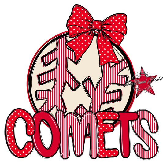 Comets Baseball-Softball Spirit Design-Red