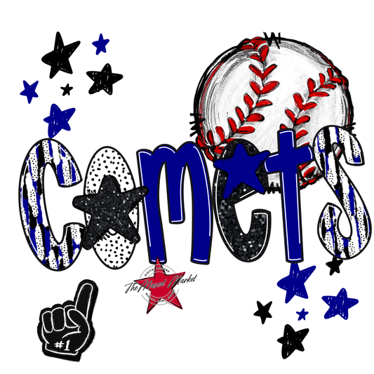 Comets Baseball Scrape-Blue
