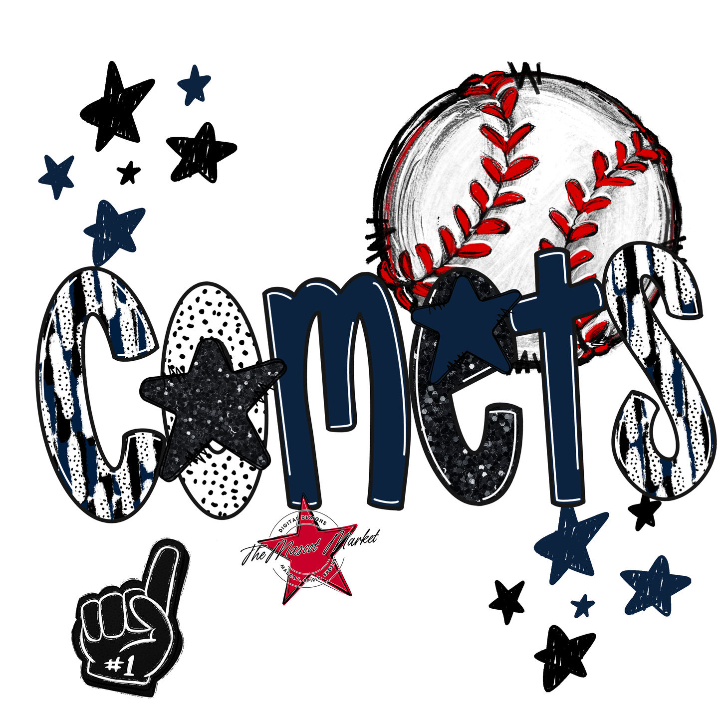 Comets Baseball Scrape-Navy