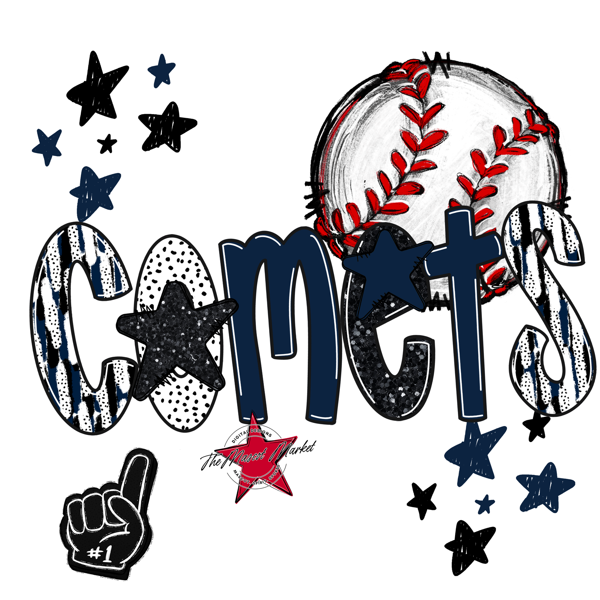 Comets Baseball Scrape-Navy