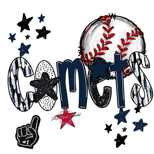 Comets Baseball Scrape-Navy