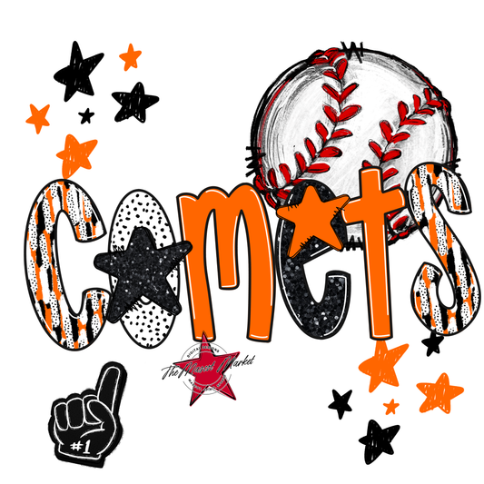 Comets Baseball Scrape-Orange
