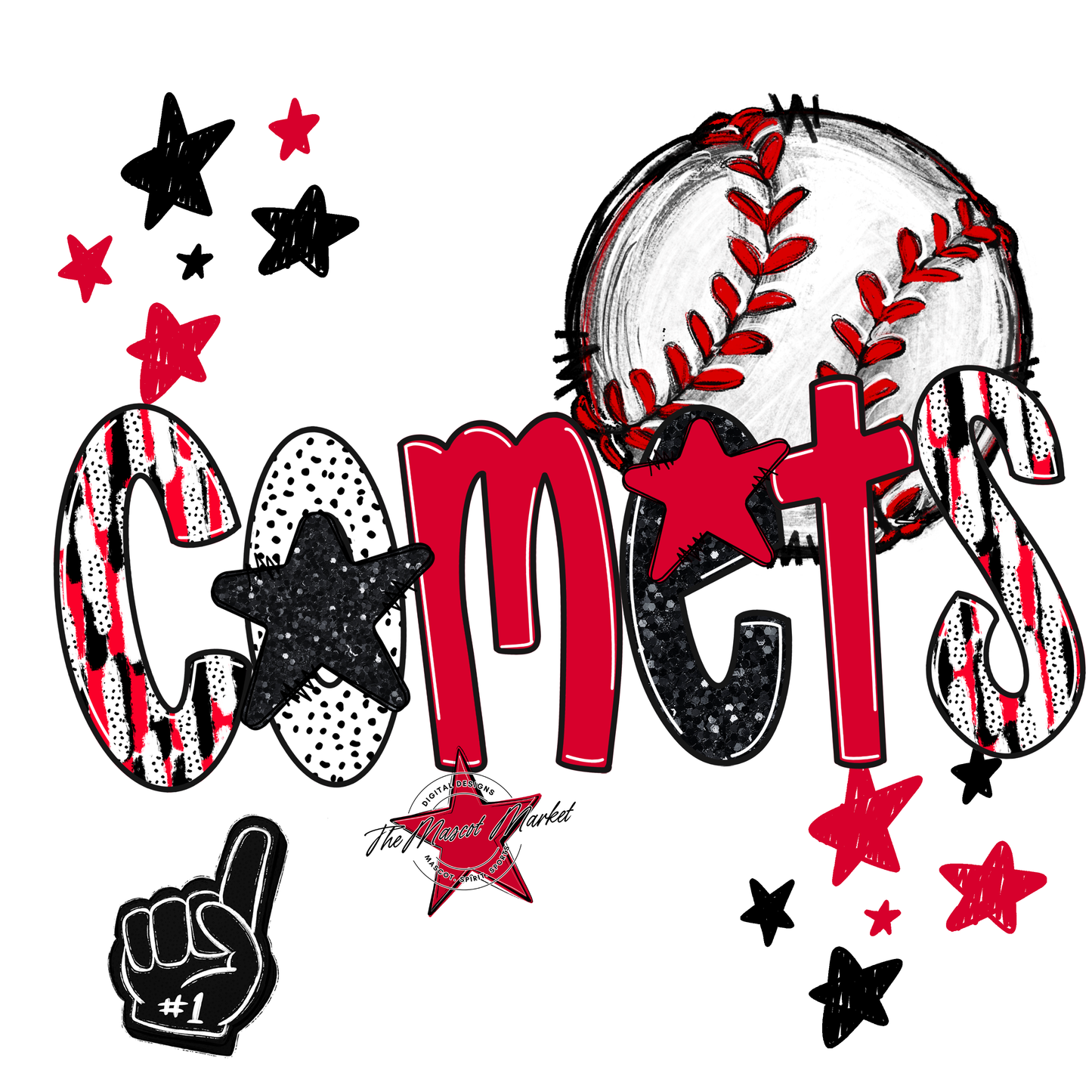 Comets Baseball Scrape-Red