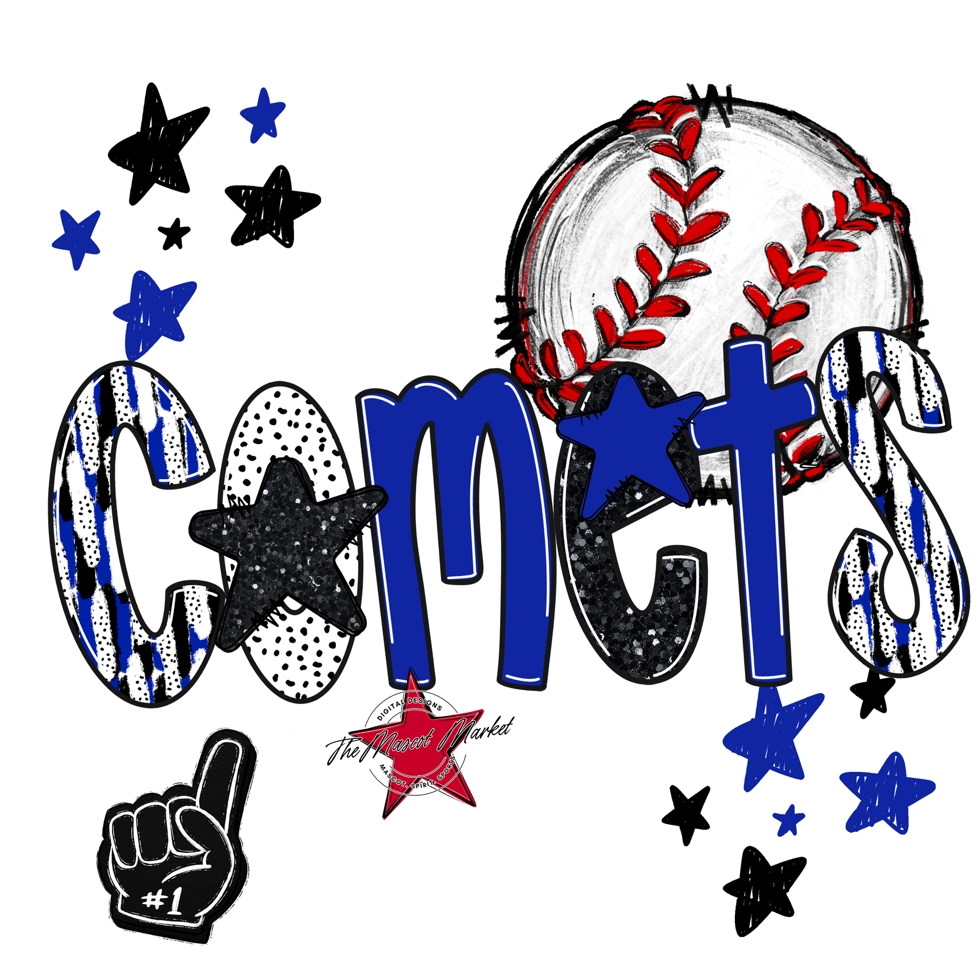 Comets Baseball Scrape-Royal Blue