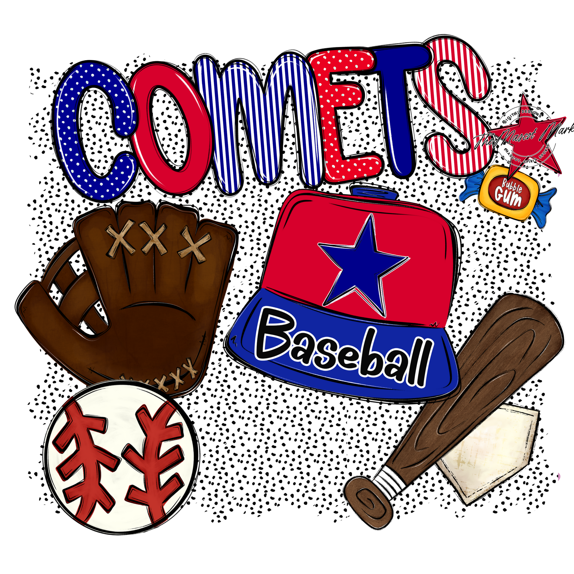Comets Baseball Spirit-Blue & Red