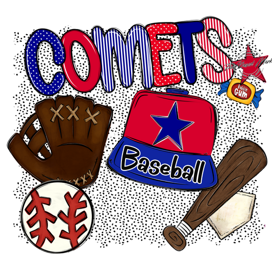 Comets Baseball Spirit-Blue & Red