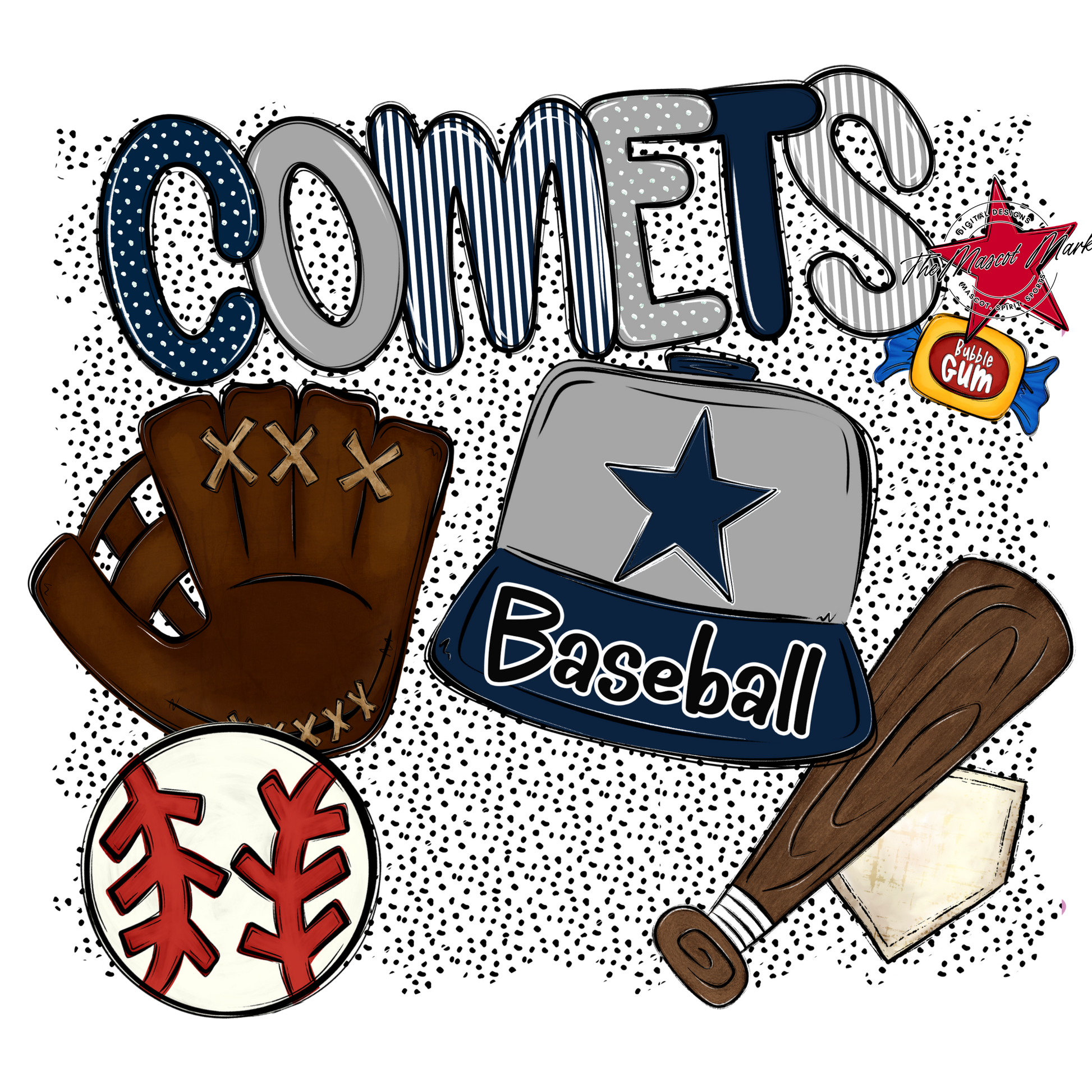 Comets Baseball Spirit-Navy & Grey