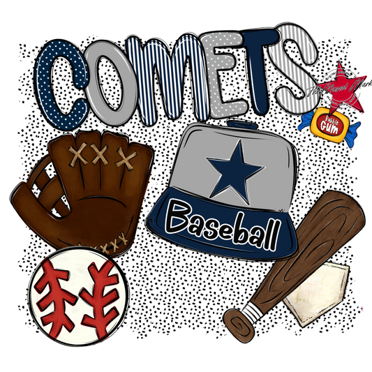 Comets Baseball Spirit-Navy & Grey