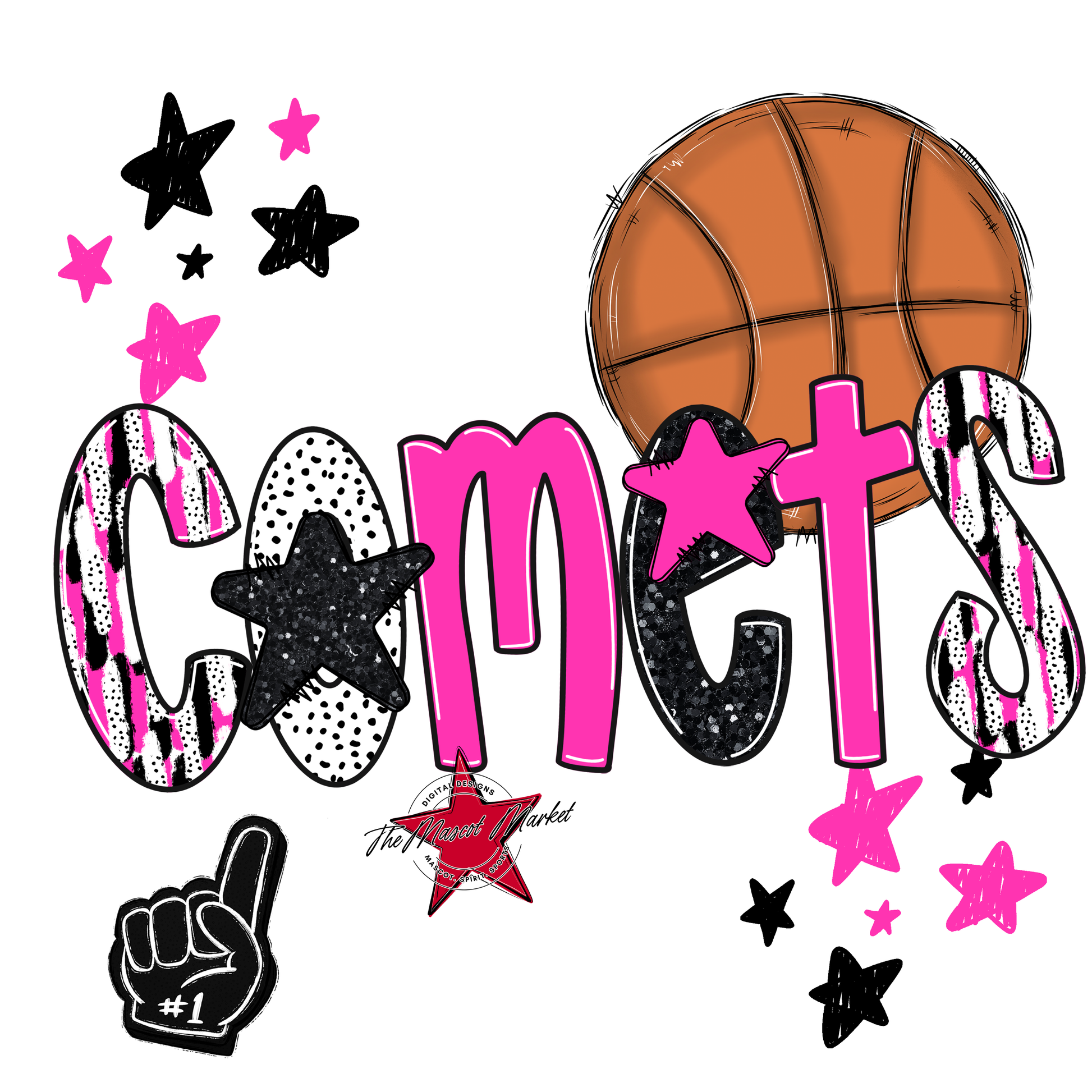 Comets Basketball Scrape-Pink