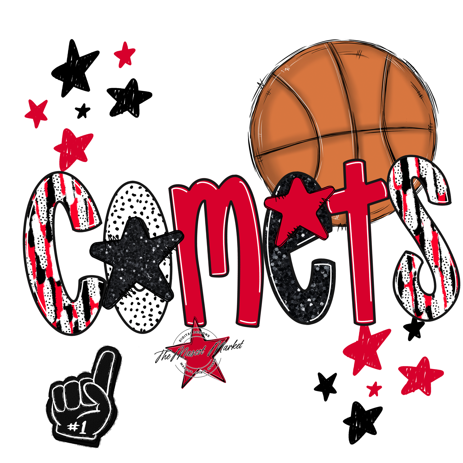 Comets Basketball Scrape-Red