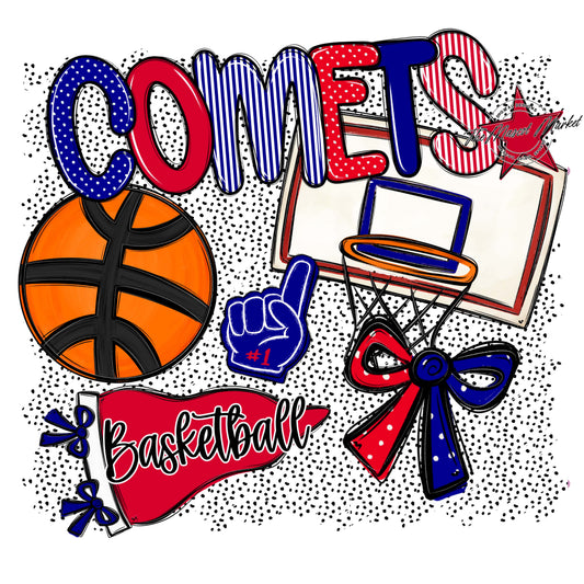 Comets Basketball Spirit-Blue & Red