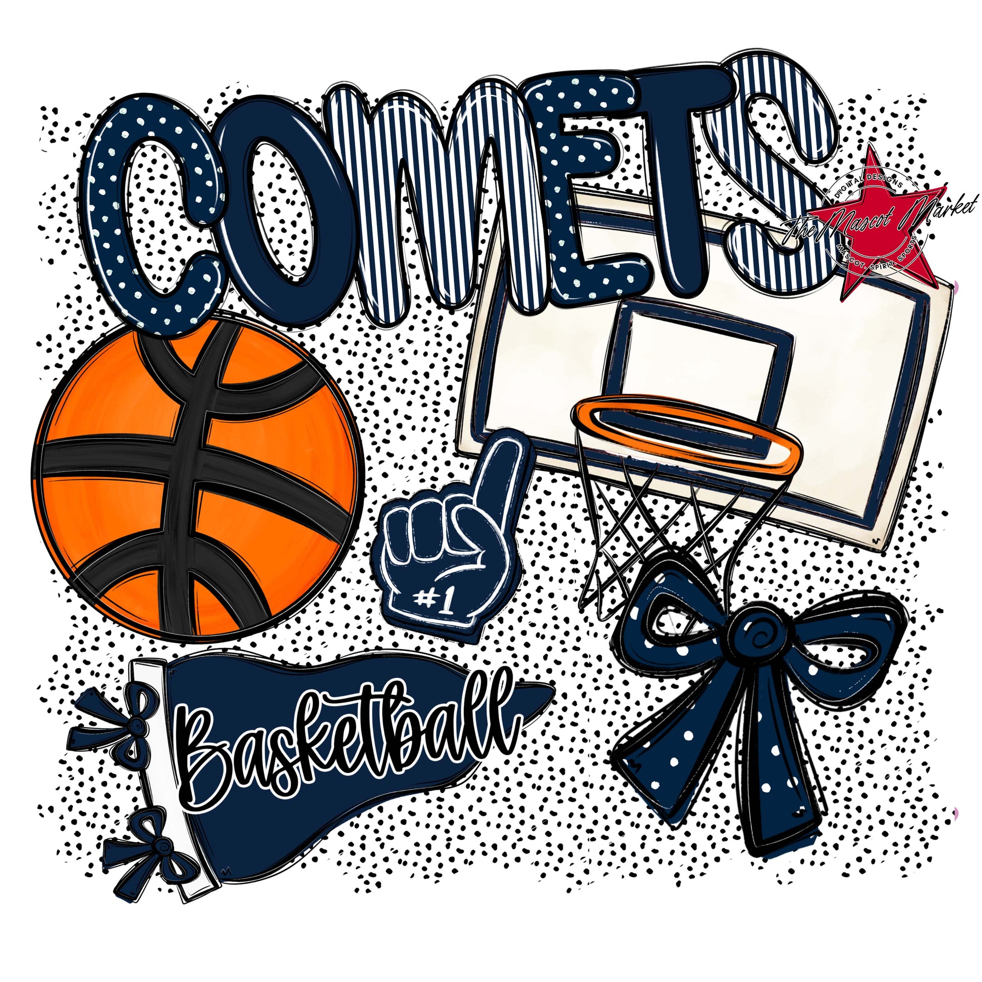 Comets Basketball Spirit-Navy