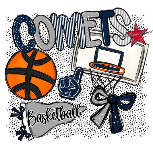 Comets Basketball Spirit-Navy & Grey