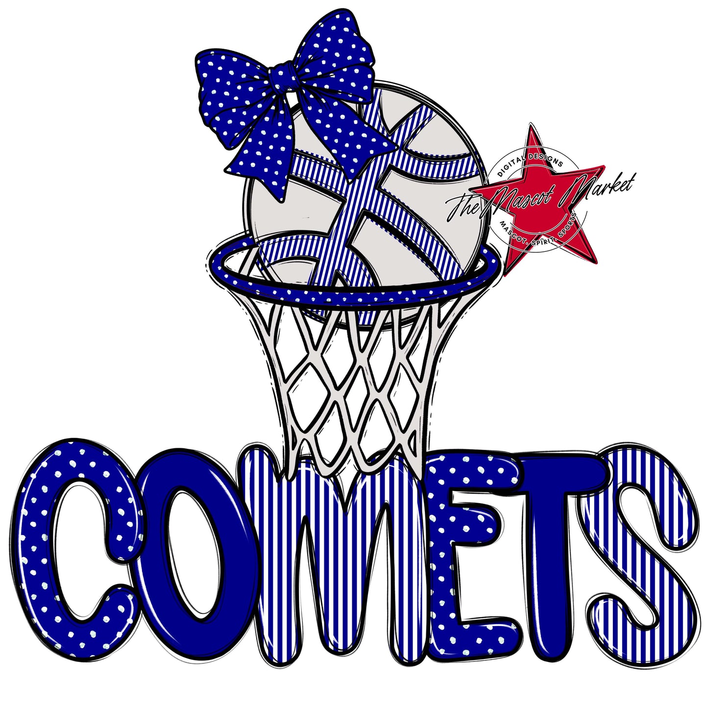 Comets Basketball Spirit Design-Blue