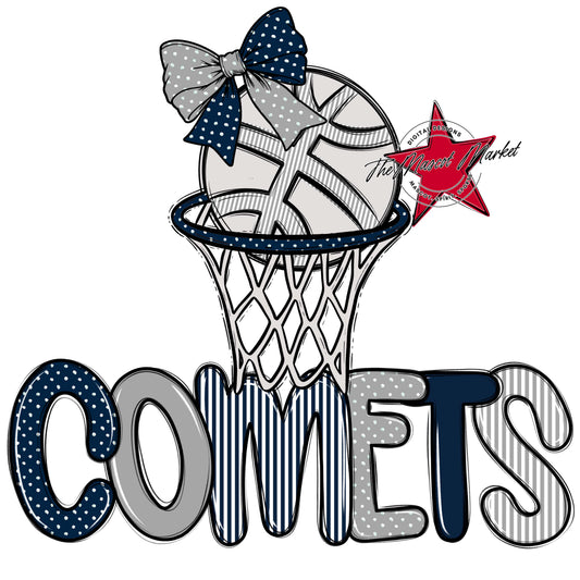 Comets Basketball Spirit Design-Navy & Grey