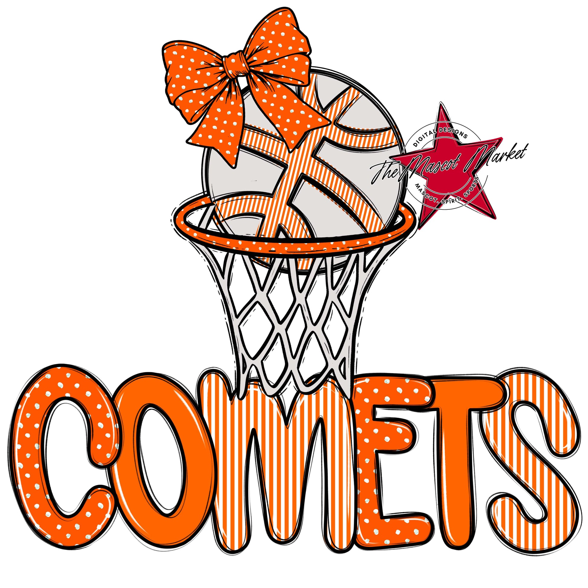 Comets Basketball Spirit Design-Orange