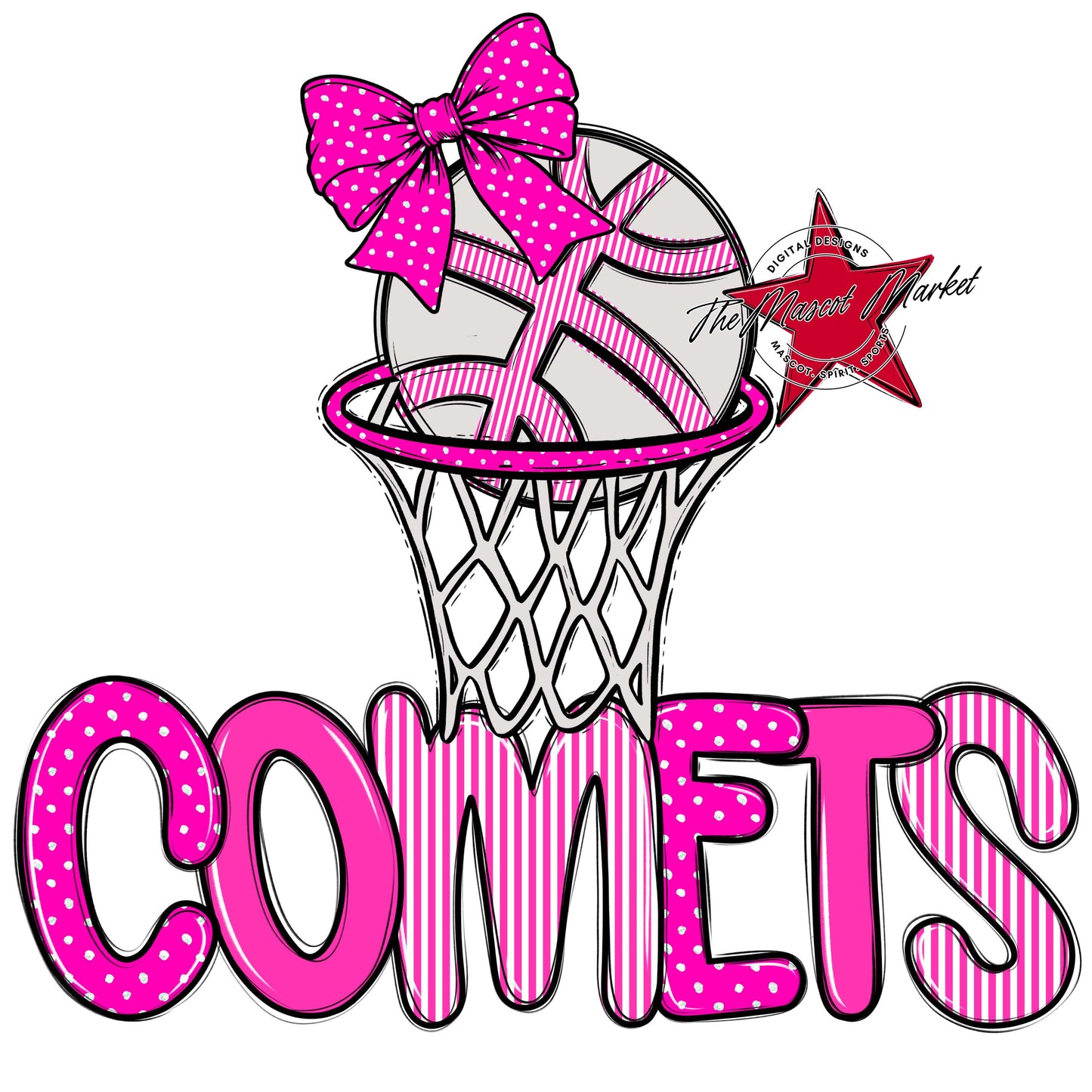 Comets Basketball Spirit Design-Pink