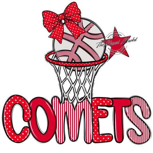 Comets Basketball Spirit Design-Red
