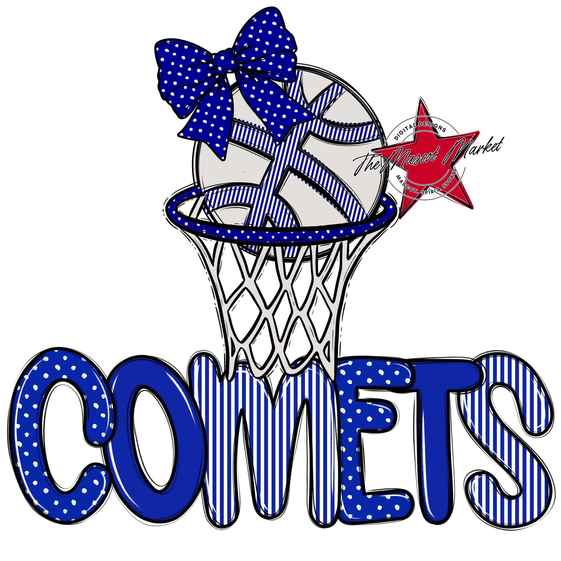 Comets Basketball Spirit Design-Royal Blue