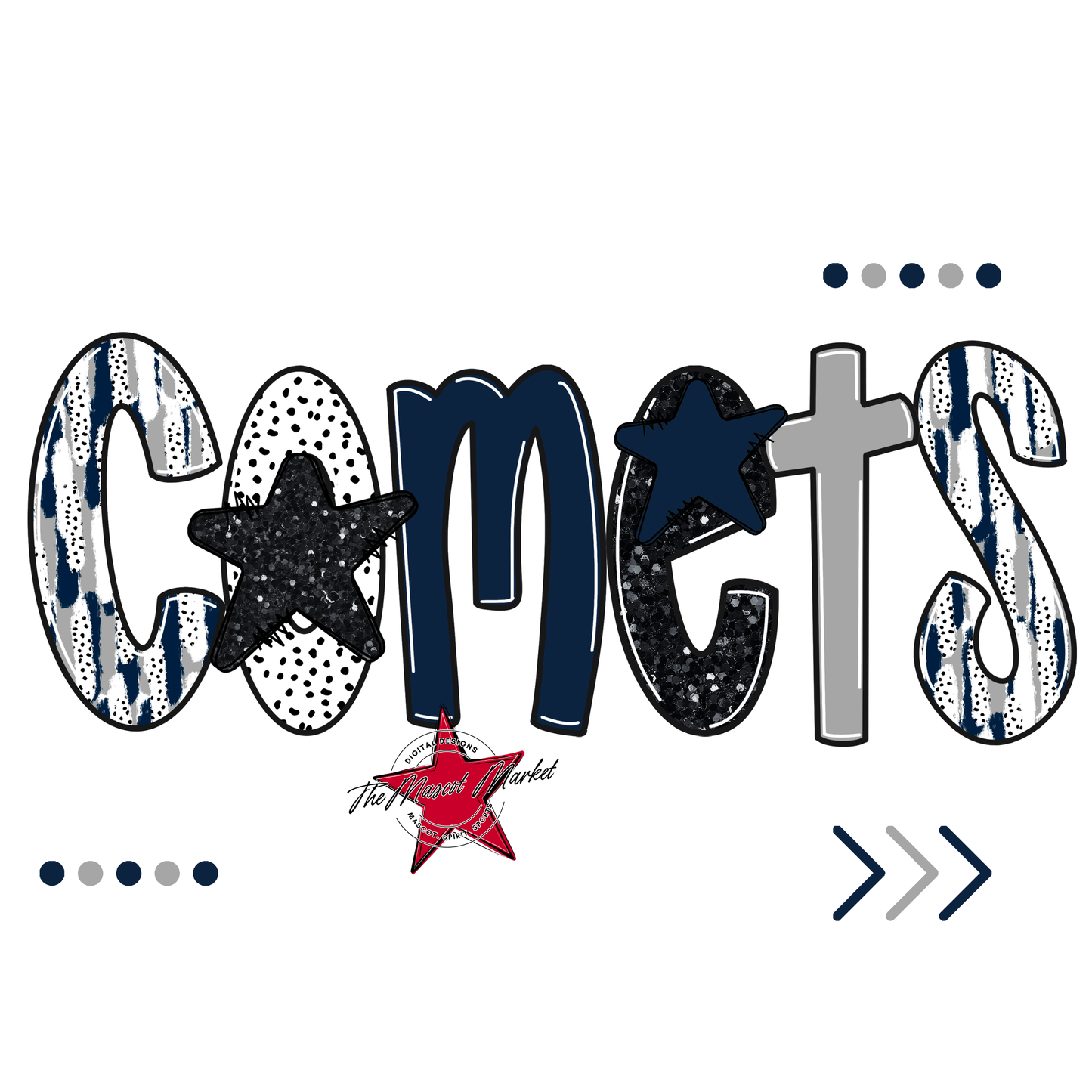 Comets Brushstroke Alpha w Arrows-Navy-Grey